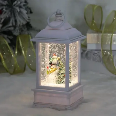 Сувенир с подсветкой «Новогодний день» 10,5*10,5*23,5 см , мелодия, подсветка, эффект снегопада (работает от 3*АА, USB)