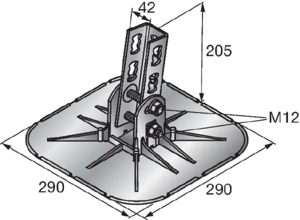 Опора для мягкой кровли MV-LDP-L 290x290 (H)