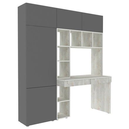 Стол письменный со стеллажом и шкафом КарИВи 1800 Винтерберг Темно-серый