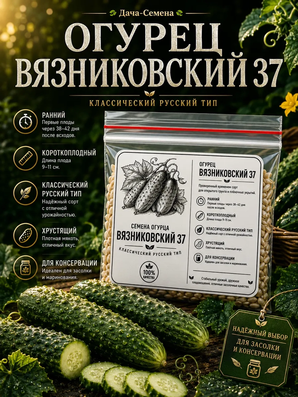 Семена огурца Вязниковский 37