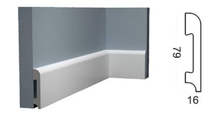 Плинтус Контур под покраску, 79x16 мм