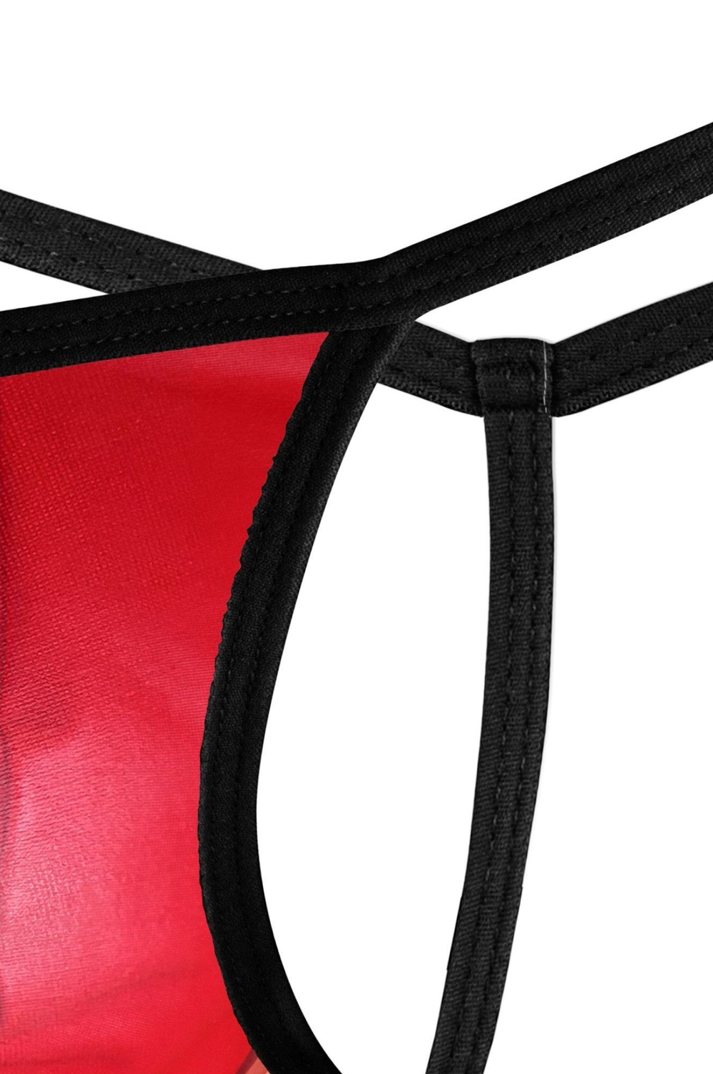 Красные трусы-стринги с черной окантовкой (Размер: XL) (Цвет: красный)