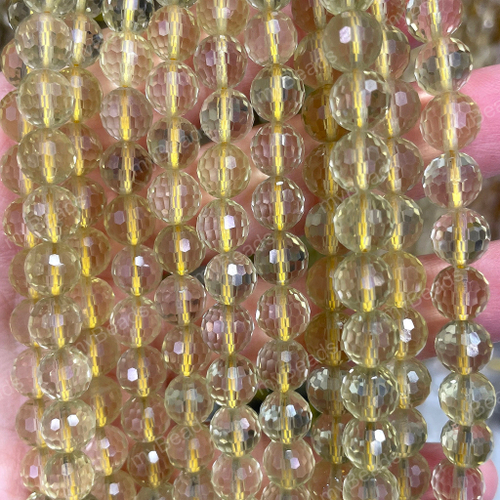 Цитрин лимонный граненый 8 мм, бусины - шарики