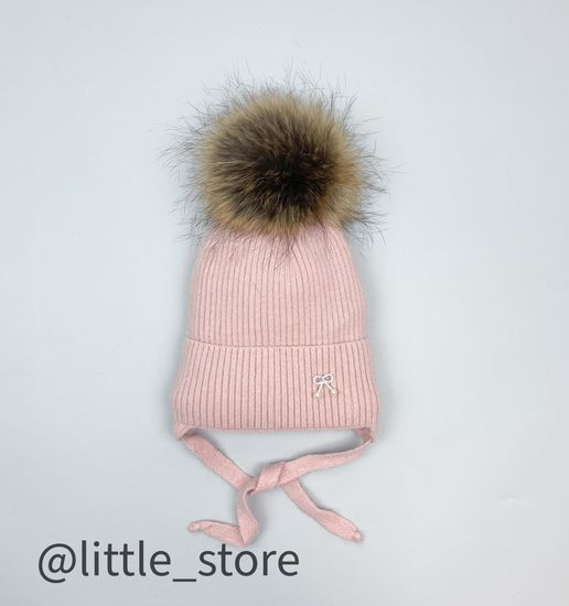 Шапка зимняя "Бантик" Пудра