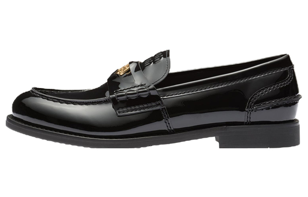 MIU MIU Logo-plaque Patent-leather Loafers