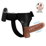 Страпон с вибрацией Ultra Passionate Harness (Цвет: смуглый, черный)