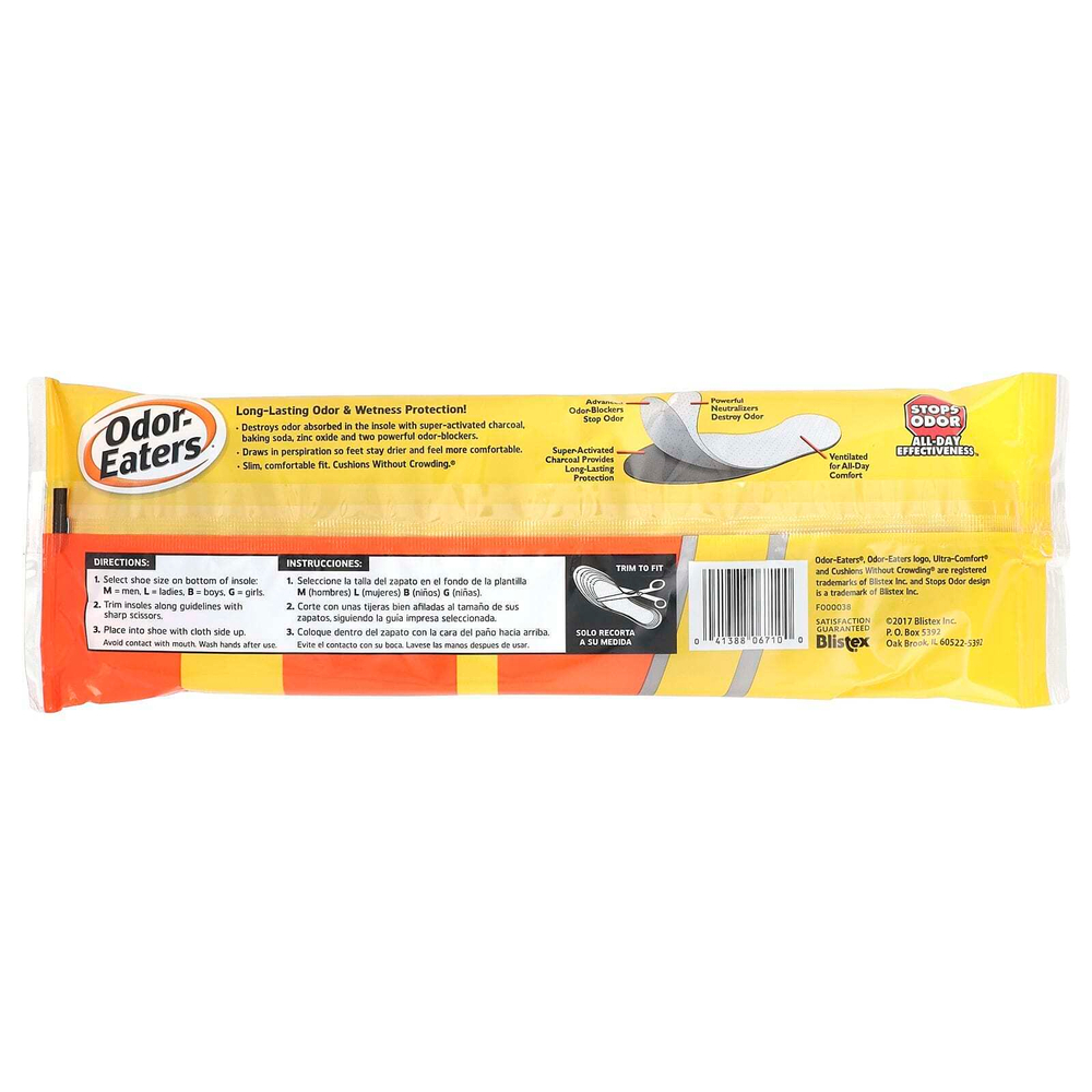 Odor Eaters, Стельки для удаления запаха, тонкая, удобная посадка, 3 пары