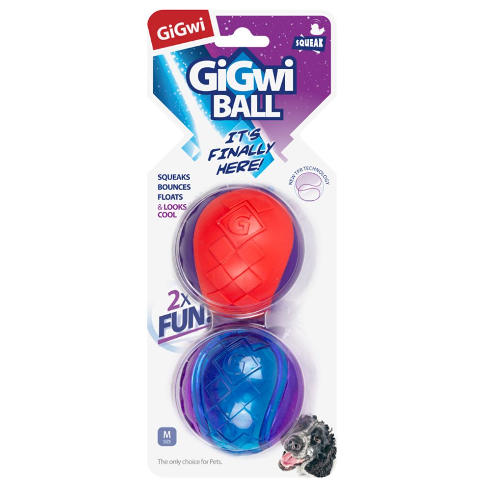 Gigwi BALL игрушка для собак два мяча с пищалкой 6 см