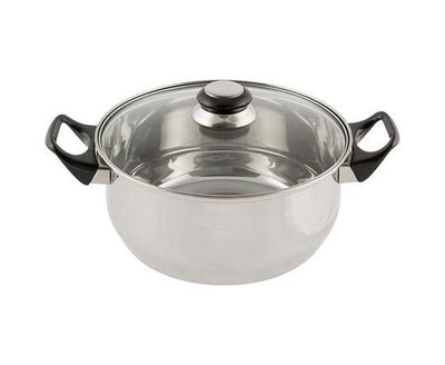 Кастрюля с крышкой BAK-S-04, 3,9л, 0,3мм, ручки бакелит, одинарное дно, нержавеющая сталь, Mallony