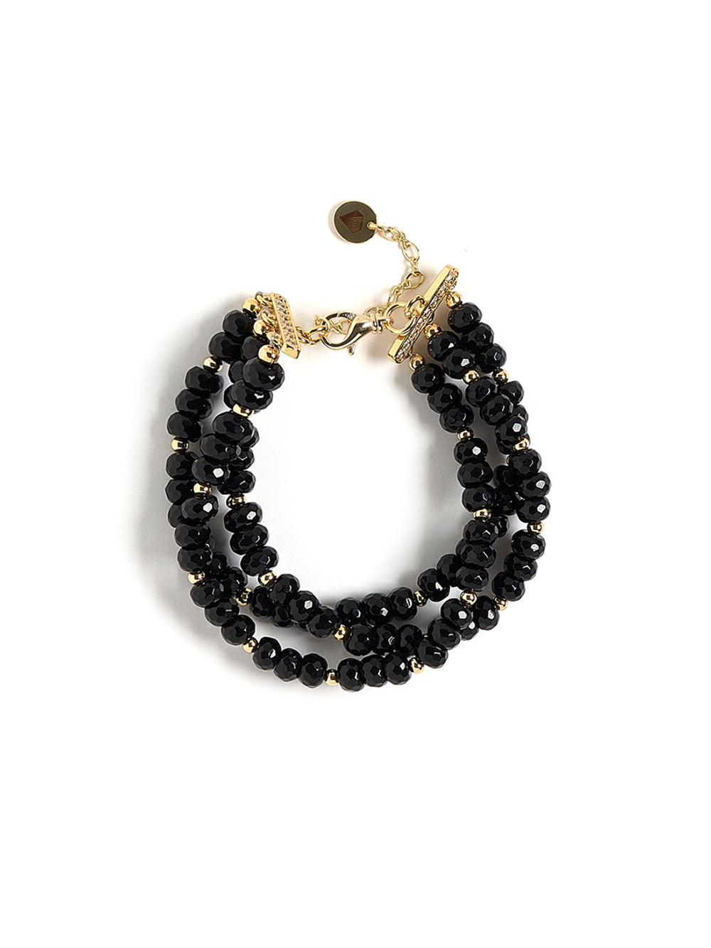 Браслет "Black night" из черного агата Gold