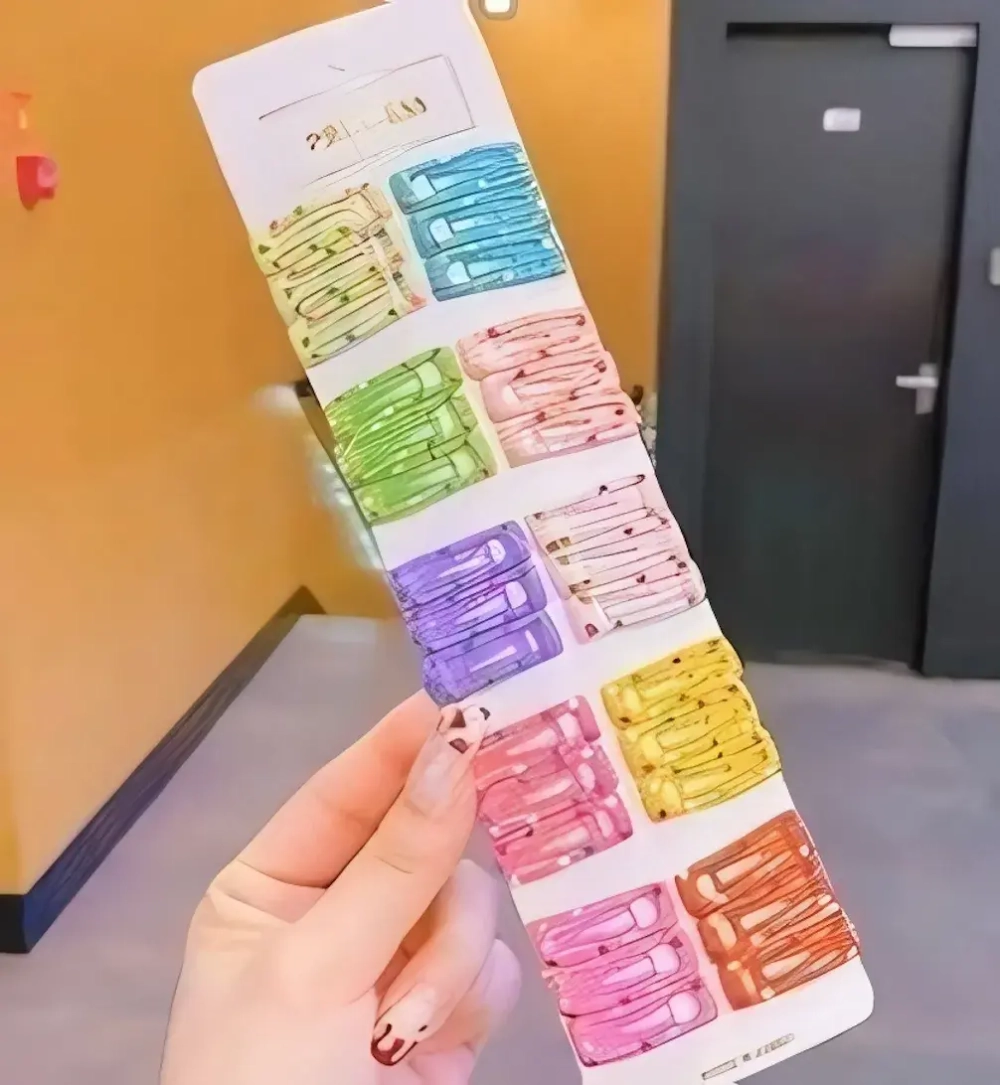 Зажимы для волос детские 4шт «КАРАМЕЛЬ», прямоугольная форма, принт, микс 6 цветов, 1*4см