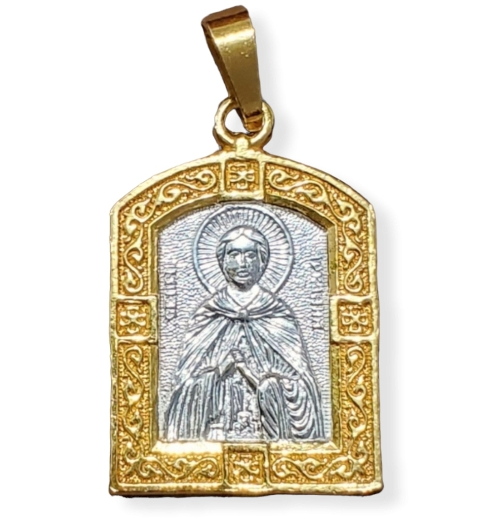 Нательная именная икона святой Аркадий с позолотой