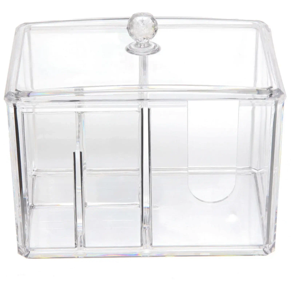 Диспенсер для ватных дисков и палочек»ФАНТЭНЕГРО», прозрачный, 15*11*12,7см