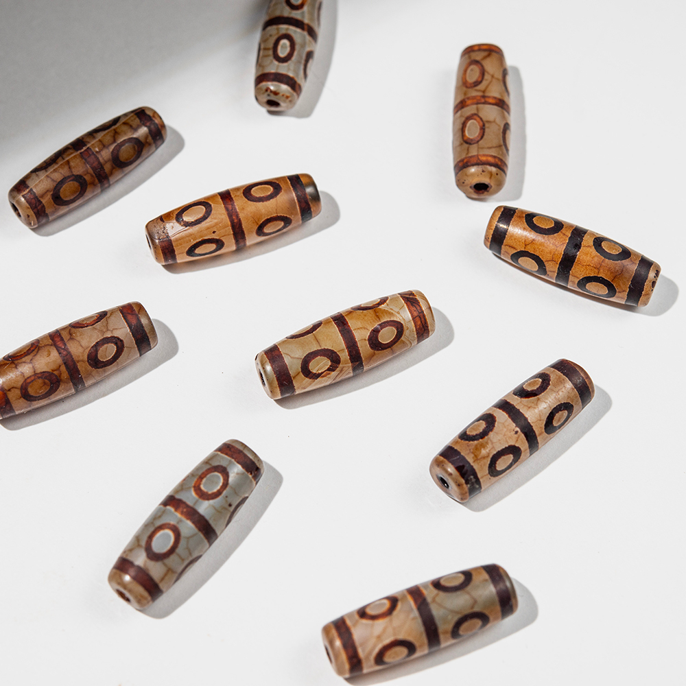 Бусина Дзи "Восемь глаз" из агата, 30*10мм, коричневый