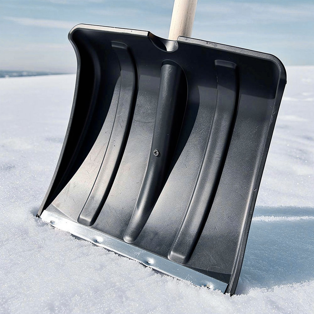 Лопата снеговая 380*365мм с оц.планкой с деревянным черенком