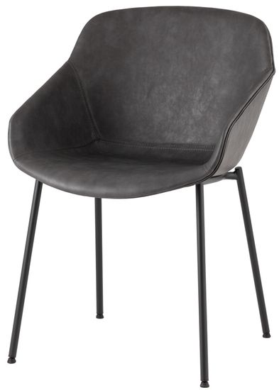 Стул Ashby сиденье серая экокожа, ножки черный металл