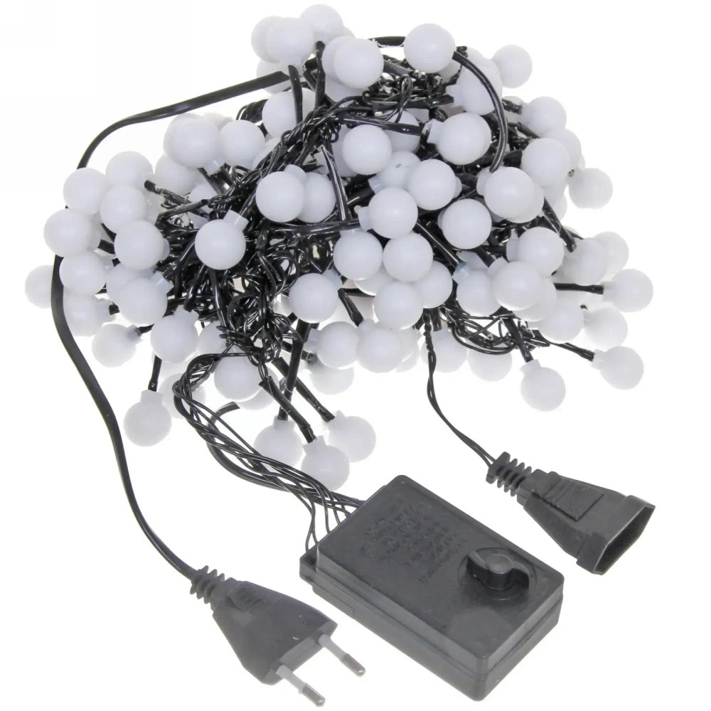 Гирлянда для дома Мишура 4 м, 200 ламп LED, d-1,4 см, черный пров, 8 реж, IP-40, Белый/Синий