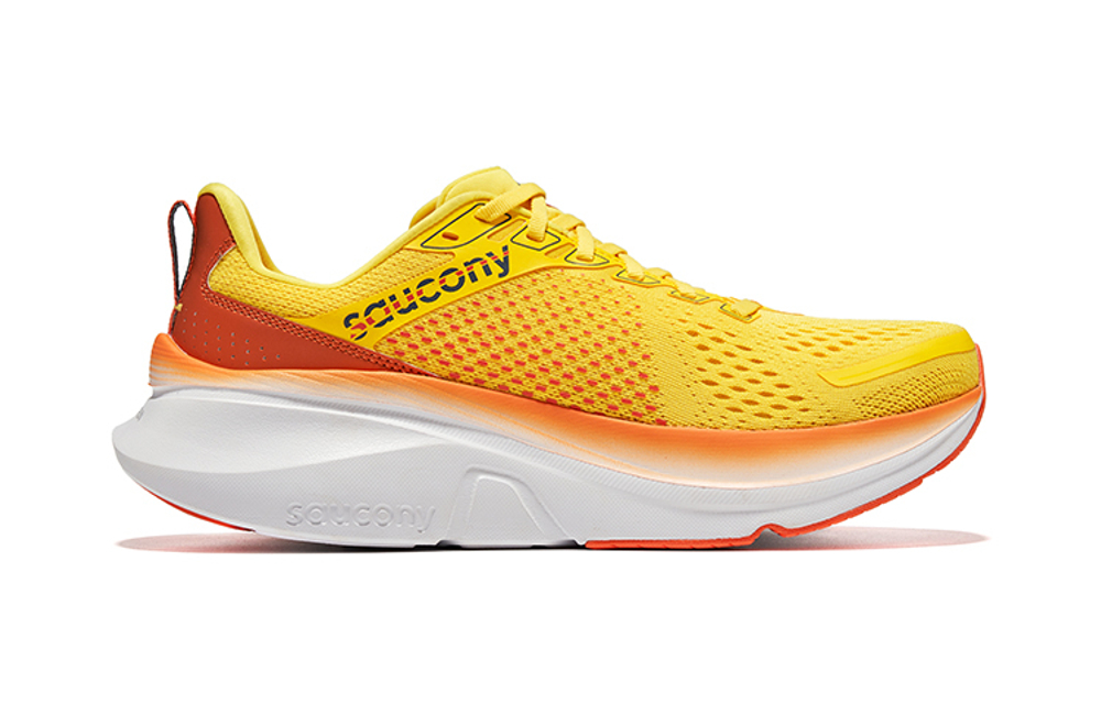 Saucony GUIDE 17 stable and comfortable fabric shock absorption low-cut casual running shoes men's yellow orange