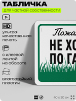 Табличка для частной территории "Пожалуйста, не ходите по газону", на дом, для участка, организаций и частных территорий, предупреждающая, 40х30 см, Silver Plane x Айдентика Технолоджи