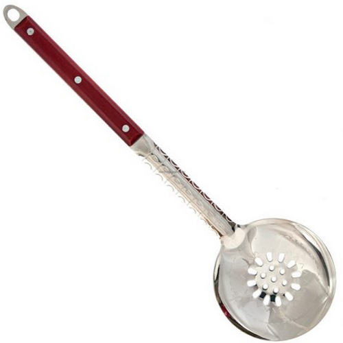 Шумовка плоская с деревянной ручкой 40см узб.