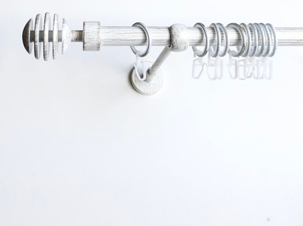 Карниз кованый рифленый для штор "Шар скан" d20 мм однорядный, цвет белое золото