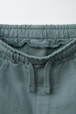 ZARA БРЮКИ-ДЖОГГЕРЫ С НАШИВКОЙ, ЗЕЛЕНОВАТО-СИНИЙ