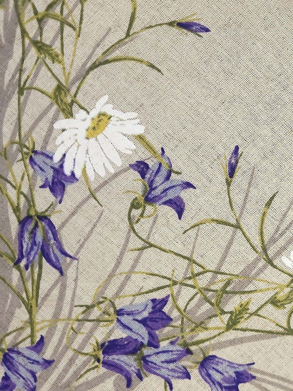 2м. Полульняная ткань для шитья, Колокольчики, 150х200 см
