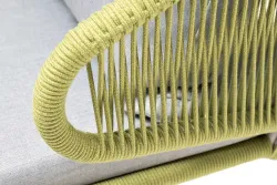 "Милан" кресло плетеное из роупа, каркас алюминий светло-серый (RAL7035) муар, роуп салатовый меланж круглый, ткань светло-серая