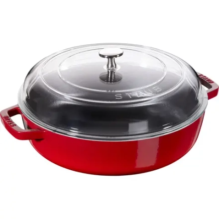 STAUB Сковорода для тушения чугунная с крышкой, 28 см, красная