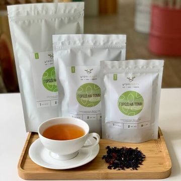 Чёрный чай листовой травяной Город на Томи, 40г