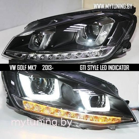 Передние фары U-TYPE BLACK DRL SEQ для VW Golf MK7