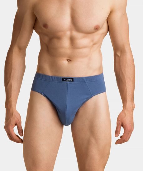 Мужские трусы (3шт) слипы классика Atlantic 3MP-129, деним + темно-синие + красные