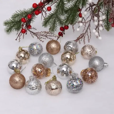 Набор шаров «Волшебный вальс» 5 см (16 предметов), шампань/серебро