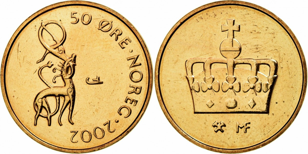 Норвегия 50 эре, 1996 - 2011 Король Харальд V XF