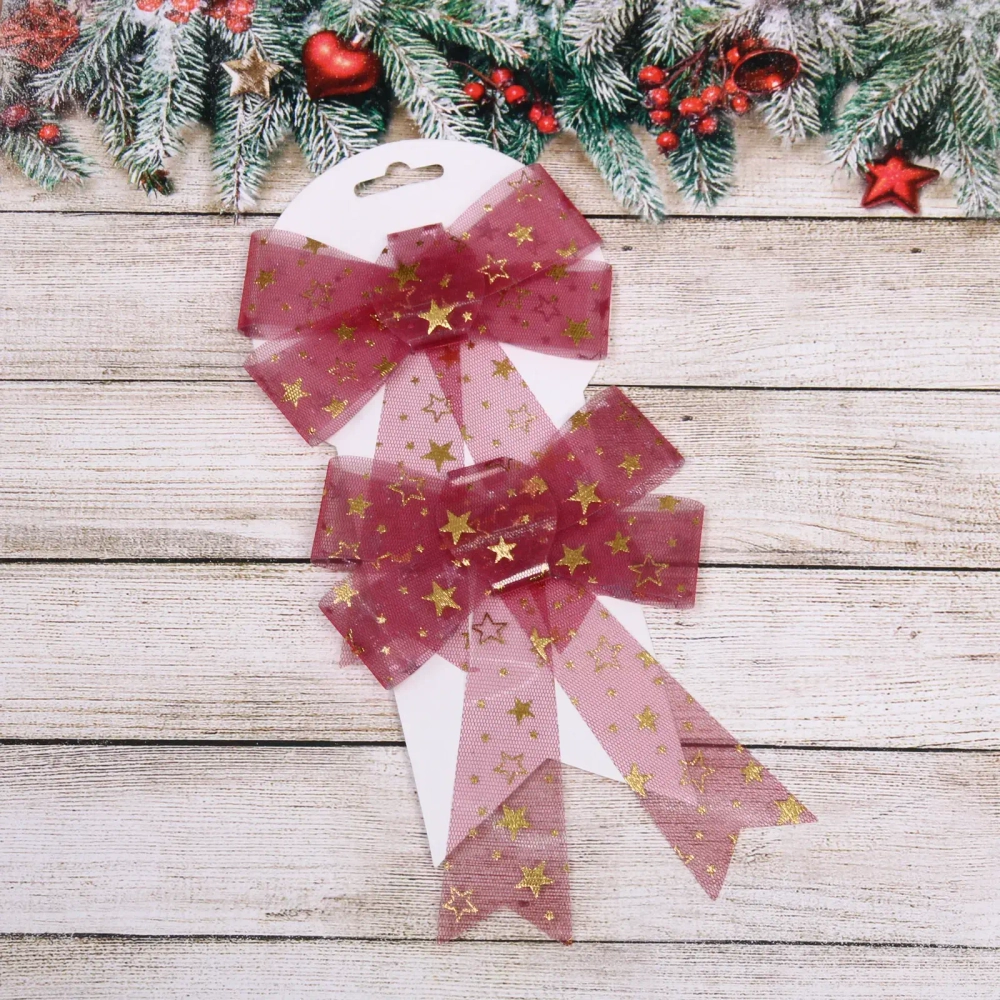 Бант на ёлку «Звёздный день» 14*18 см (набор 2 шт), Красный