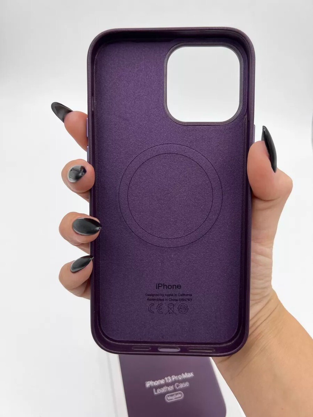 Кожаный чехол Leather Case iPhone 14 Pro Max, Dark Cherry Темно-Фиолетовый