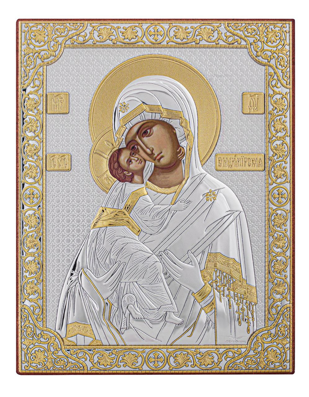 Владимирская БМ, икона прямоугольная без рамки, красное дерево 120х160