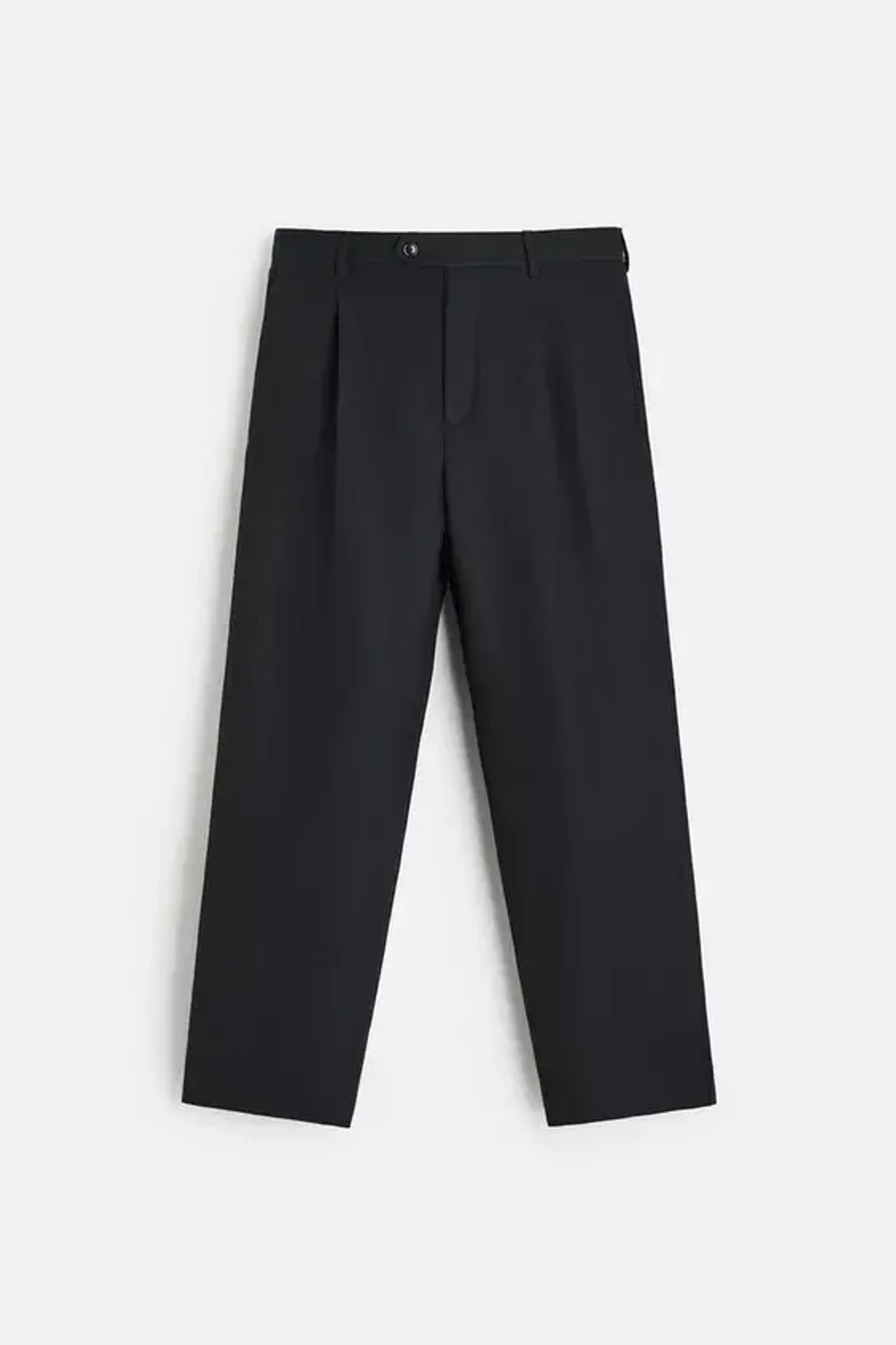 ZARA БРЮКИ ИЗ ХЛОПКА И ШЕРСТИ СО СКЛАДКАМИ, МОРСКОЙ СИНИЙ