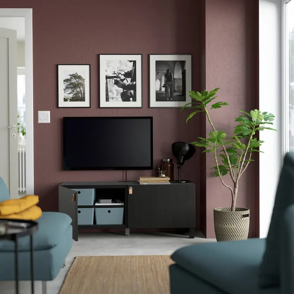 Тумба под ТВ - IKEA BESTÅ/BESTA, 120x42x48 см, черный, Бесто ИКЕА