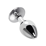 Серебристая анальная втулка с красной розочкой 8см ToyFa Metal 717009-9