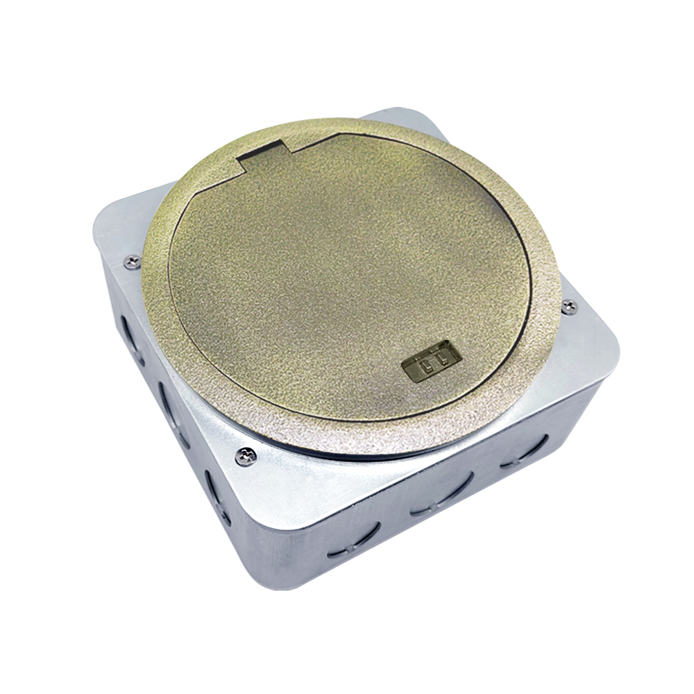 Лючок в пол 4 мод. (2 мод. 45х45 мм.),  античная латунь,  круглый,  металл,  IP65