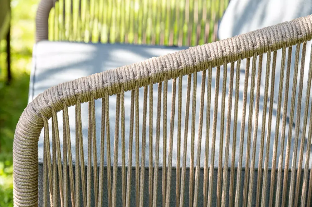 "Канны" лаунж-зона 4-местная из роупа со столом "Верона" (серый гранит), каркас алюминиевый коричневый, роуп коричневый