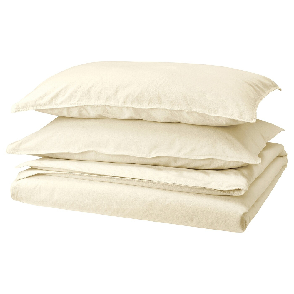 Комплект постельного белья IKEA ANGSLILJA (ЭНГСЛИЛЯ), Двуспальный, Бежевый, 200x230, 50x80 см