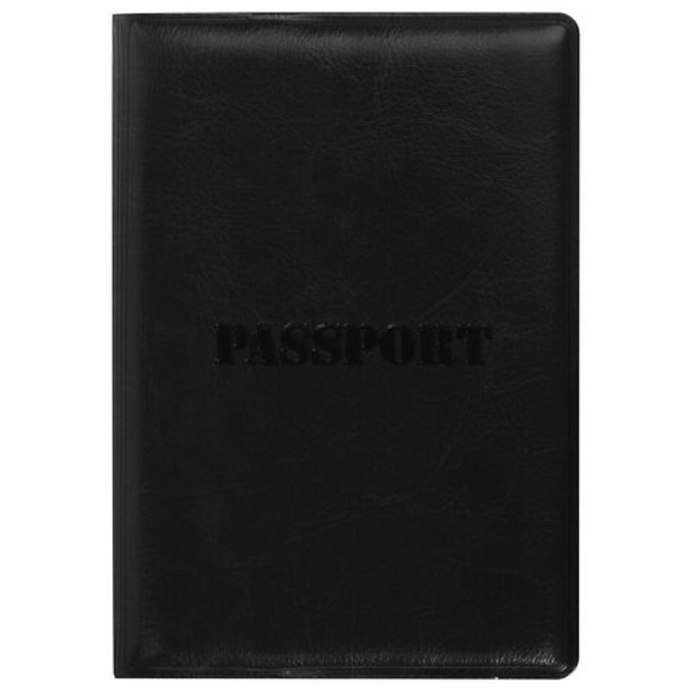 Обложка для паспорта STAFF, полиуретан под кожу, "ПАСПОРТ", черная, 237599