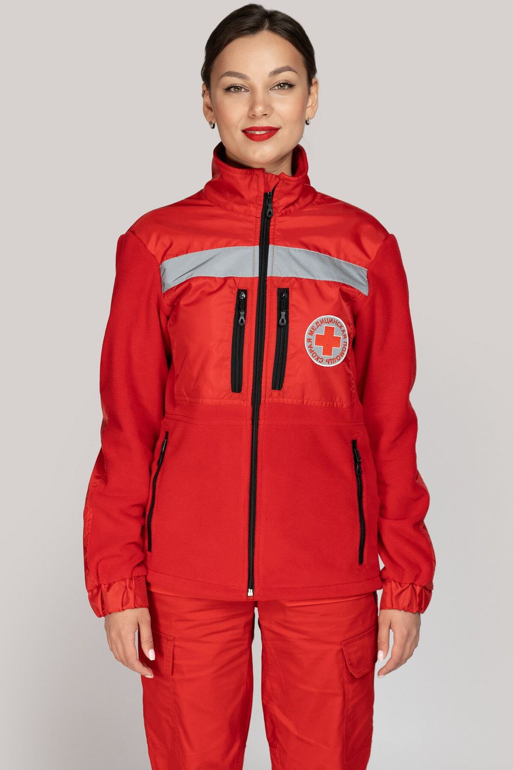 Толстовка флисовая женская Скорая помощь Medicline цв. КРАСНЫЙ