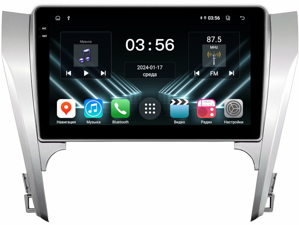 Магнитола Toyota Camry 50 2011-2014 (рамка серебро) - FarCar DX131M монитор 10.36" IPS на Android 13, 4+64Гб, CarPlay