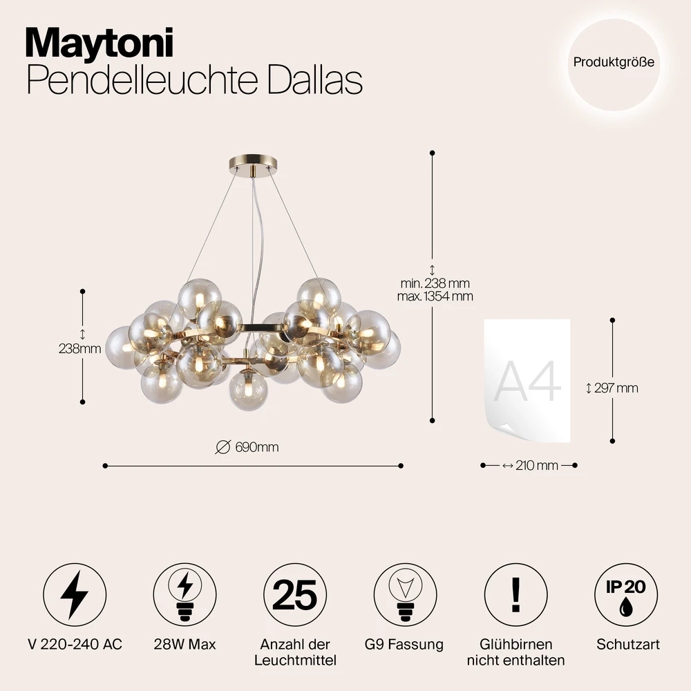 Подвесная люстра Maytoni DALLAS MOD548PL-25G