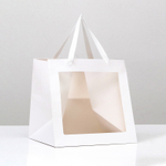 Пакет крафт с квадратным дном и окном 20 Х 20 Х 20 см Белый 9608103