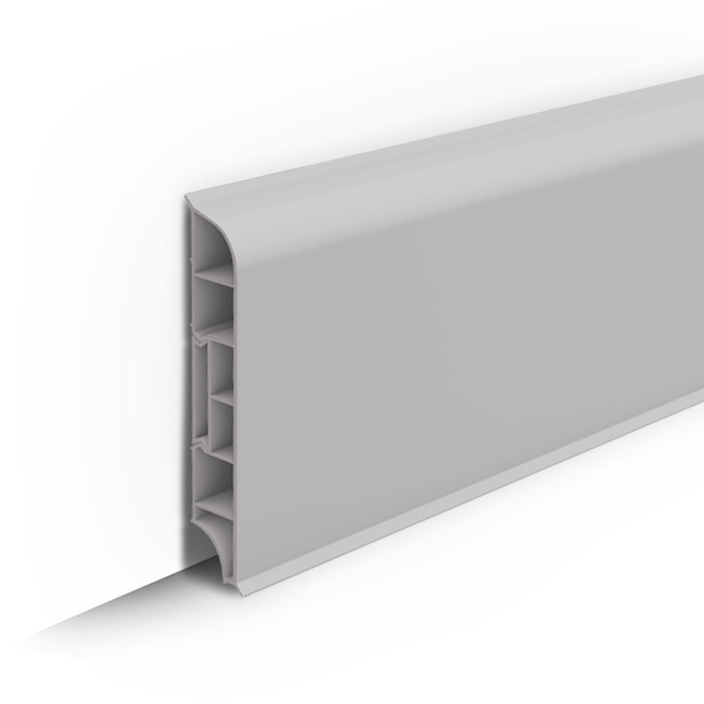 Плинтус ПВХ Идеал Дюра округлый 002 Светло-серый 80х16х2200 мм