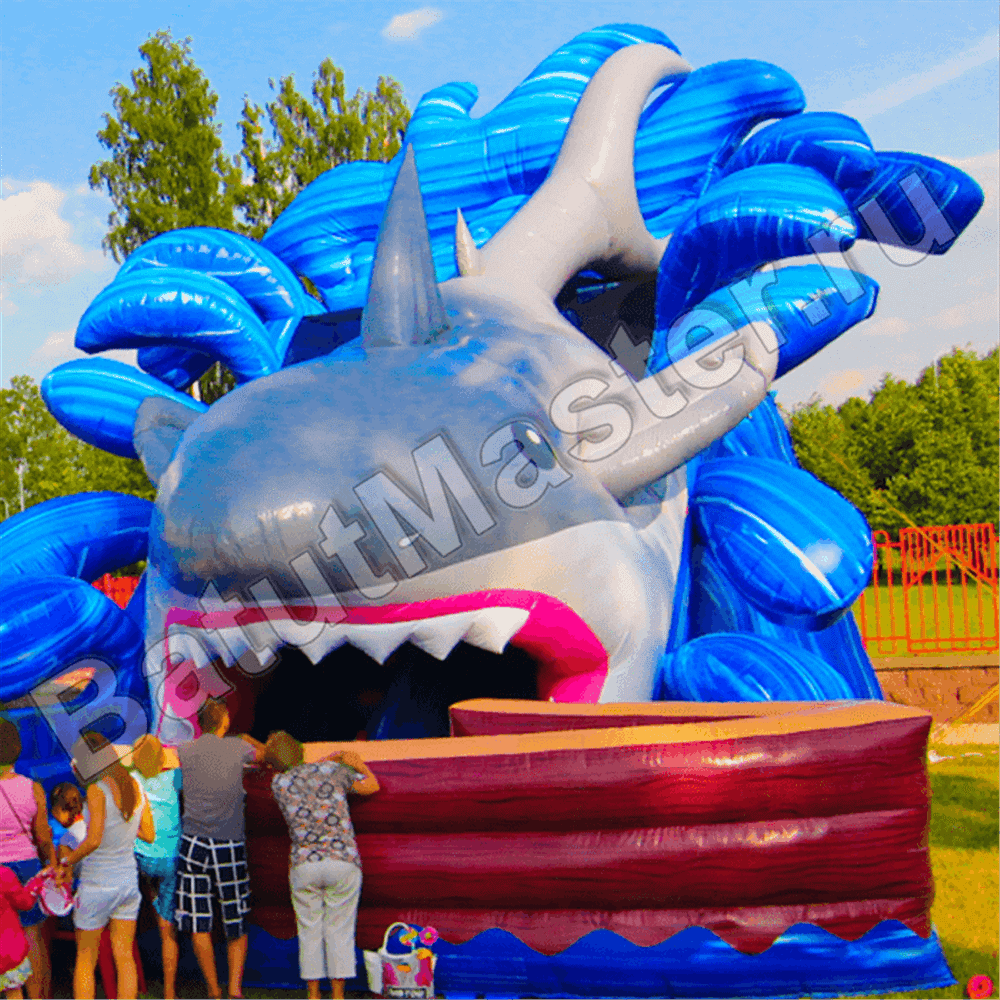 Детский надувной батут-горка "Акула"